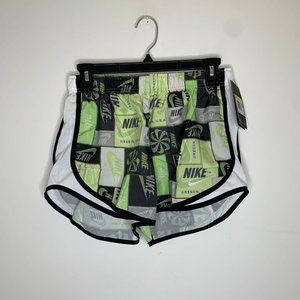 NWT Nike Womens S Green Logo Printed Tempo Running Shorts MSRP $35 CJ1934-367